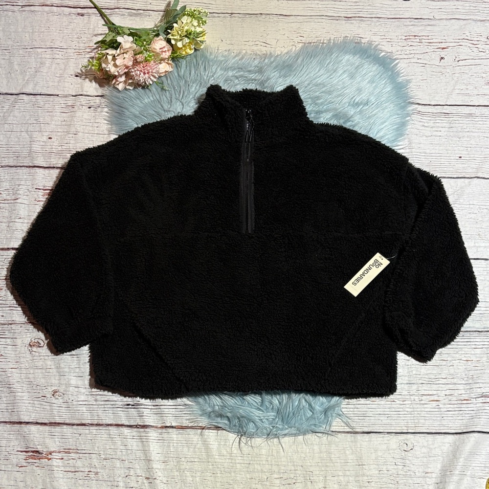 NWT No Boundaries Black Fleece Plush Mockneck Pullover sz XL